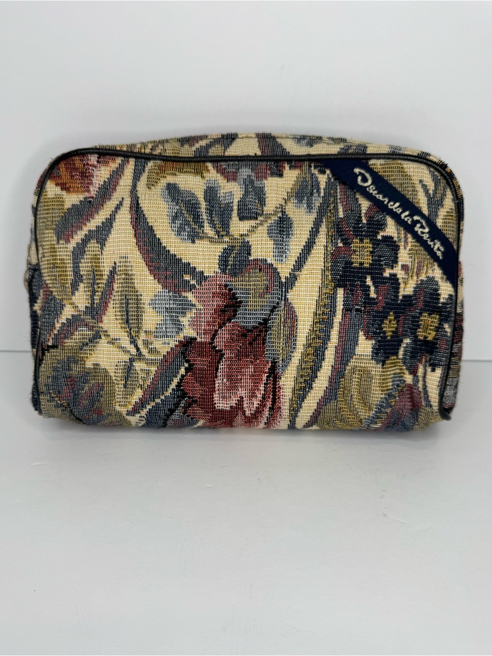 Oscar de la Renta Tapestry Floral Cosmetic Bag Makeup Pouch Designer